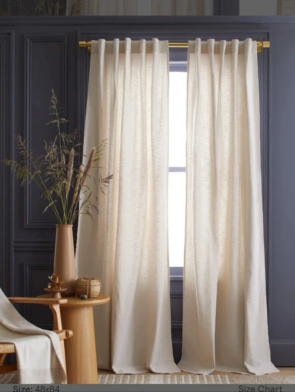 Quince 48x84 Cotton Slub Curtain Panel 48